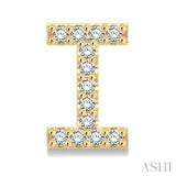 1/10 Ctw Initial 'I' Round Cut Diamond Earrings in 10K Yellow Gold