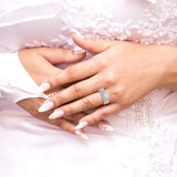 7/8 Ctw Lovebright Diamond Wedding Set With 5/8 Ctw Round Entwined Shank Engagement Ring and 1/5 Ctw Wedding Band in 14K White and Rose Gold