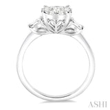 3/4 ctw Round and Baguette Diamond Lovebright Engagement Ring in 14K White Gold