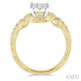 1/2 ctw Round Cut Diamond Lovebright Engagement Ring in 14K Yellow and White Gold