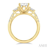 3/4 Ctw Circular Mount Lovebright Pear and Round Cut Diamond Engagement Ring in 14K Yellow and White Gold