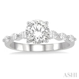 3/8 Ctw Round Shape Marquise Cut Semi-Mount Engagement Ring in 14K White Gold