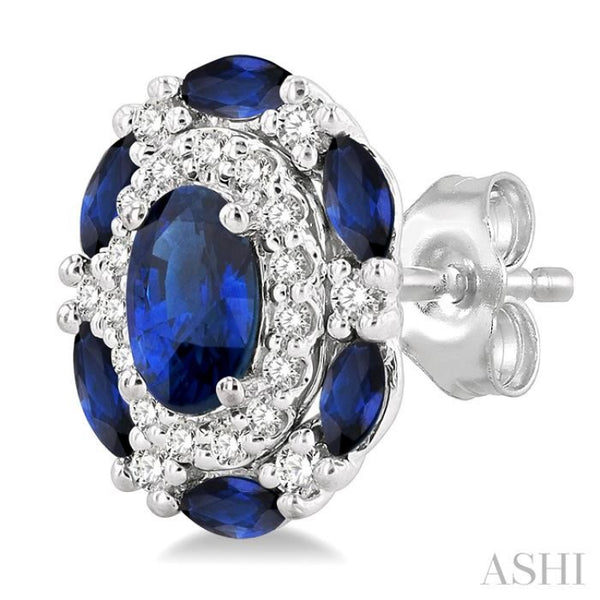 Oval Shape Gemstone & Diamond Earrings - 57467SJADFHERSPWG