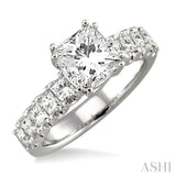 1 Ctw Princess Cut Diamond Semi-Mount Engagement Ring in 14K White Gold