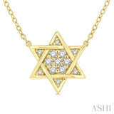 1/10 Ctw Star of David Petite Round Cut Diamond Fashion Pendant With Chain in 10K Yellow Gold