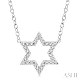 1/10 Ctw Star of David Petite Round Cut Diamond Fashion Pendant With Chain in 10K White Gold