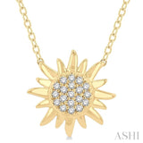 1/10 Ctw Sun Petite Round Cut Diamond Fashion Pendant With Chain in 10K Yellow Gold