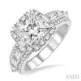7/8 Ctw Diamond Semi-mount Engagement Ring in 14K White Gold