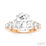 1 1/4 Ctw Oval Shape Oval and Round Cut Diamond Semi-Mount Engagement Ring in 14K Rose and White Gold