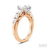 1 1/10 Ctw Marquise Shape Round Cut Diamond Semi-Mount Engagement Ring in 14K Rose and White Gold