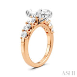 1 Ctw Marquise Shape Round Cut Diamond Semi-Mount Engagement Ring in 14K Rose and White Gold