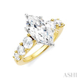 1 Ctw Marquise Shape Round Cut Diamond Semi-Mount Engagement Ring in 14K Yellow and White Gold