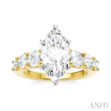 1 Ctw Marquise Shape Round Cut Diamond Semi-Mount Engagement Ring in 14K Yellow and White Gold