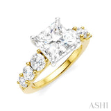 1 Ctw Princess Shape Round Cut Diamond Semi-Mount Engagement Ring in 14K Yellow and White Gold