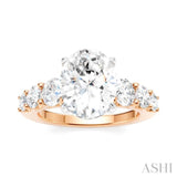 1 1/5 Ctw Oval Shape Round Cut Diamond Semi-Mount Engagement Ring in 14K Rose and White Gold