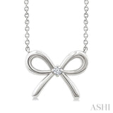 1/50 Ctw Bow Round Cut Diamond Fashion Pendant With Chain in Sterling Silver