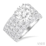 2 1/6 Ctw Wide Four Row Round Cut Diamond Semi-Mount Engagement Ring in 14K White Gold