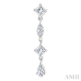 1/2 Ctw Mixed Cut Diamond Fashion Long Earrings in 14K White Gold