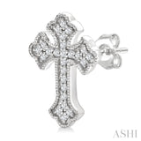 1/6 Ctw Round Cut Diamond Cross Petite Fashion Earrings in 10K White Gold