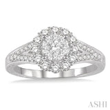 5/8 Ctw Diamond Lovebright Engagement Ring in 14K White Gold