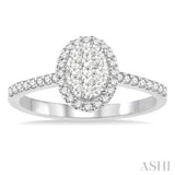 1/2 Ctw Oval Shape Diamond Lovebright Ring in 14K White Gold