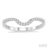 1/6 Ctw Deep Curve Center Round Cut Diamond Wedding Band in 14K White Gold