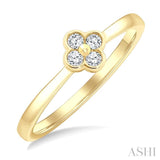 1/8 Ctw Clover Bezel Set Round Cut Diamond Petite Fashion Ring in 10K Yellow Gold