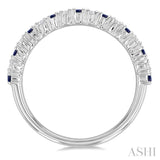 1.80 MM Round Shape Sapphire and 1/4 Ctw Round Cut Diamond Precious Stack Band in 10K White Gold