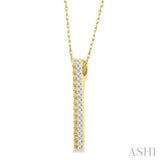 1/6 Ctw Pyramid Round Cut Diamond Bar Pendant With Chain in 14K Yellow Gold