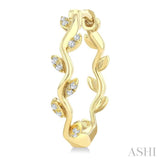 1/10 Ctw Single Cut Diamond Leaf Design Lightweight Hoop Earrings in 10K Yellow Gold