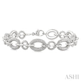 1/10 Ctw Single Cut Diamond Oval Shape Rope Link Bracelet in Sterling Silver