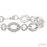 1/10 Ctw Single Cut Diamond Oval Shape Rope Link Bracelet in Sterling Silver