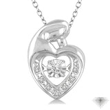 1/20 ctw Round Cut Diamond Emotion Mom & Child Pendant in Sterling Silver with Chain