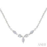 1/3 Ctw Marquise & Round Cut Diamond Necklace in 14K White Gold