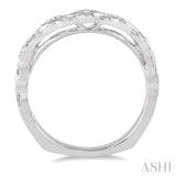 1/6 ctw Milgrain Leaf Motif Round Cut Diamond Wedding Band in 14K White Gold