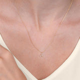 1/20 Ctw Initial 'D' Round Cut Diamond Pendant With Chain in 14K Yellow Gold
