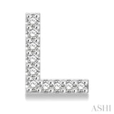 1/10 Ctw Initial 'L' Round Cut Diamond Earrings in 10K White Gold