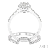 3/4 Ctw Oval Shape Diamond Lovebright Wedding Set with 1/2 Ctw Engagement Ring and 1/5 Ctw Wedding Band in 14K White Gold