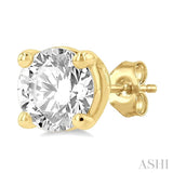 1 1/2 Ctw Round Cut Diamond Stud Earring in 14K Yellow Gold