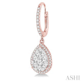 3/4 Ctw Pear Shape Diamond Lovebright Earrings in 14K Rose and White Gold