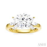 1/2 Ctw Akari Circular Shape Marquise and Round Cut Diamond Semi-Mount Engagement Ring in 14K Yellow and White Gold