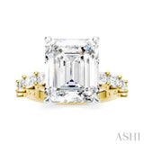 1 1/3 Ctw Emerald Shape Emerald and Round Cut Diamond Semi-Mount Engagement Ring in 14K Yellow and White Gold