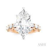 1 1/3 Ctw Marquise Shape Oval and Round Cut Diamond Semi-Mount Engagement Ring in 14K Rose and White Gold