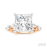 1 Ctw Princess Shape Marquise and Round Cut Diamond Semi-Mount Engagement Ring in 14K Rose and White Gold