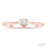 1/6 Ctw Bead Bijoux East-West Bezel Set Emerald Cut Diamond Stackable Petite Fashion Ring in 14K Rose Gold