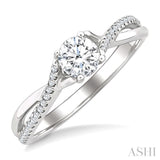 1/6 Ctw Split Crossover Round Cut Diamond Semi-Mount Engagement Ring in 14K White Gold