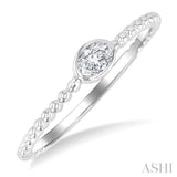 1/6 Ctw Bead Bijoux East-West Bezel Set Oval CutDiamond Stackable Petite Fashion Ring in 14K White Gold