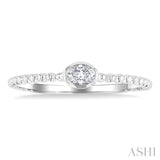 1/6 Ctw Bead Bijoux East-West Bezel Set Oval CutDiamond Stackable Petite Fashion Ring in 14K White Gold