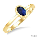 6X4 MM Oval Shape Sapphire Precious Solitaire Ring in 14K Yellow Gold