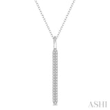 1/4 Ctw Rounded Bar Round Cut Diamond Pendant With Chain in 14K White Gold